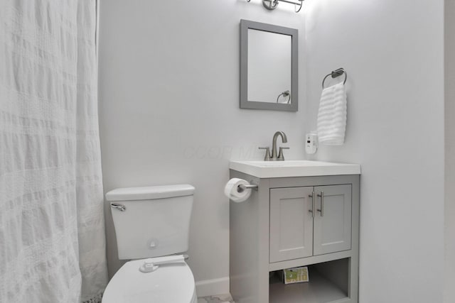 54 Barry Rd SW, Reynoldsburg, OH 43068 - full bath featuring vanity, a shower with shower curtain, and marble look tile flooring