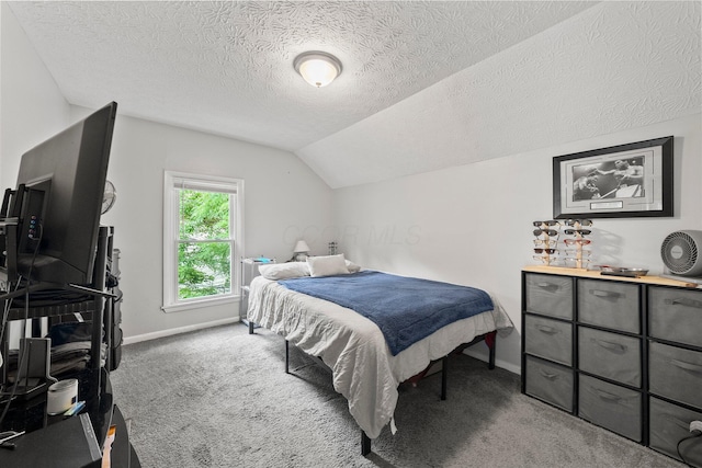 1008 E Whittier St, Columbus, OH 43206 - bedroom with a textured ceiling, vaulted ceiling, and carpet flooring