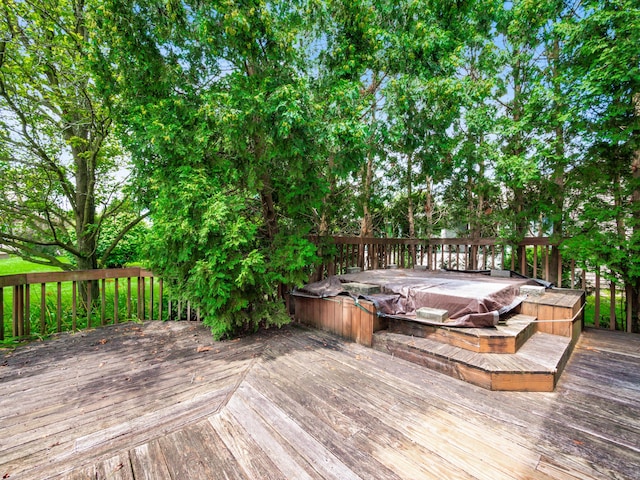 2883 Castlebrook Ave, Hilliard, OH 43026 - wooden deck with a covered hot tub