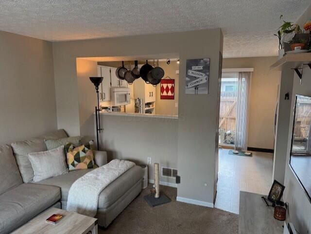796 Cap Ln Unit 21C, Columbus, OH 43085 - carpeted living room with a textured ceiling and baseboards