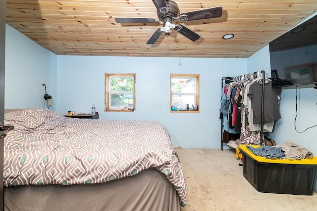 324 Quarry St, Marion, OH 43302 - bedroom with carpet flooring, wood ceiling, and ceiling fan