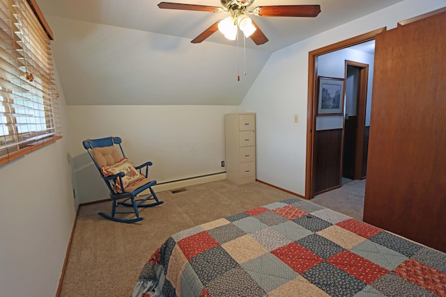 5278 Edgeview Rd, Columbus, OH 43207 - carpeted bedroom with lofted ceiling and a ceiling fan