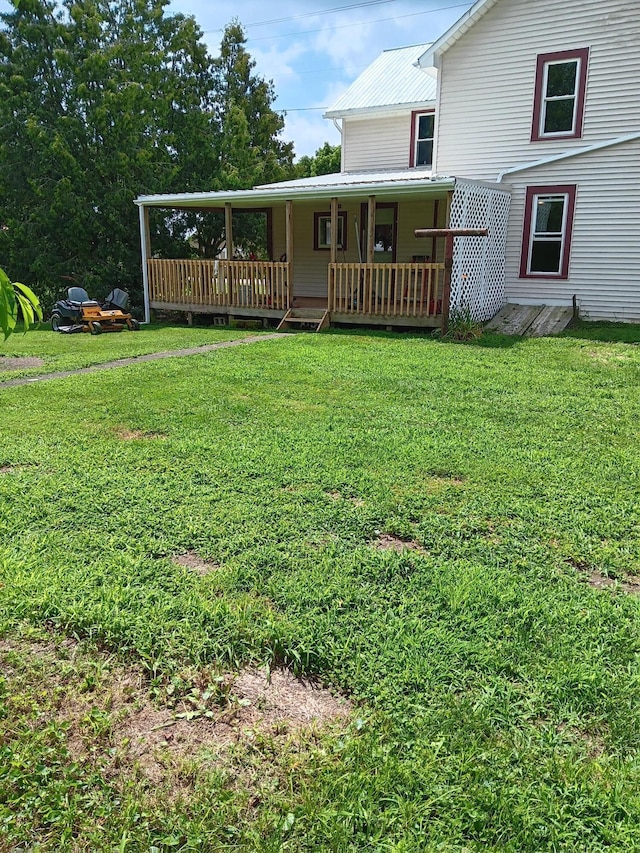 323 Galation St, Glenmont, OH 44628 - rear view of house featuring a lawn and a metal roof