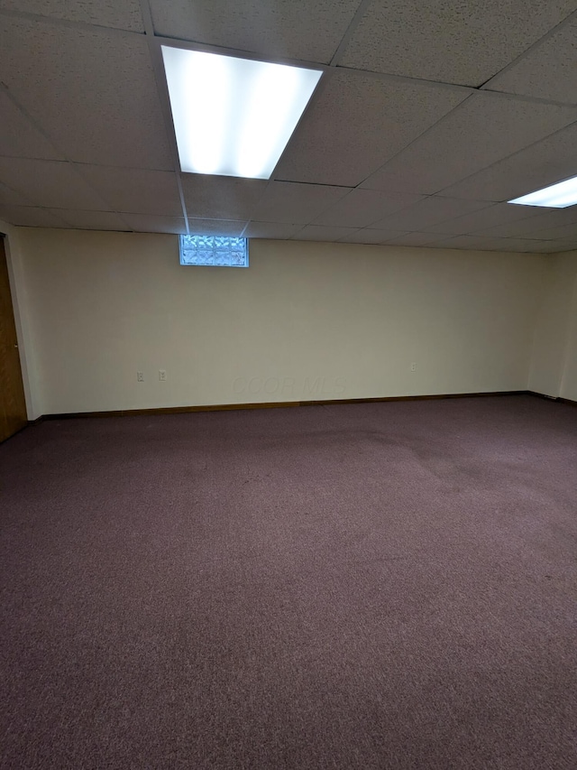 5813 Thada Ln, Columbus, OH 43229 - below grade area featuring a drop ceiling and carpet floors