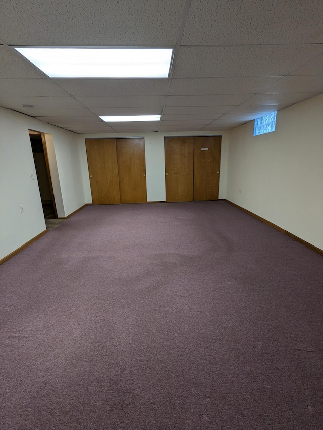 5813 Thada Ln, Columbus, OH 43229 - below grade area with a drop ceiling and carpet
