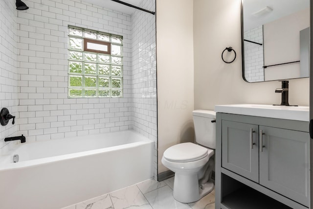 139 S Princeton Ave, Columbus, OH 43222 - bathroom with vanity, marble finish floors, and bathtub / shower combination