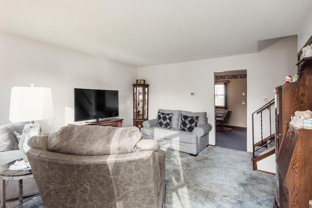 229 Danbury Rd, West Jefferson, OH 43162 - living area with stairway and carpet flooring