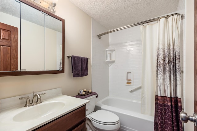 229 Danbury Rd, West Jefferson, OH 43162 - bathroom featuring a textured ceiling, shower / tub combo with curtain, and vanity