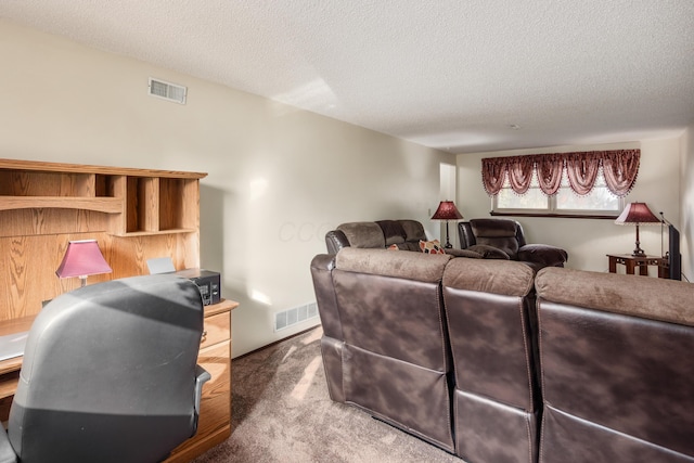229 Danbury Rd, West Jefferson, OH 43162 - carpeted living room with a textured ceiling and an office area