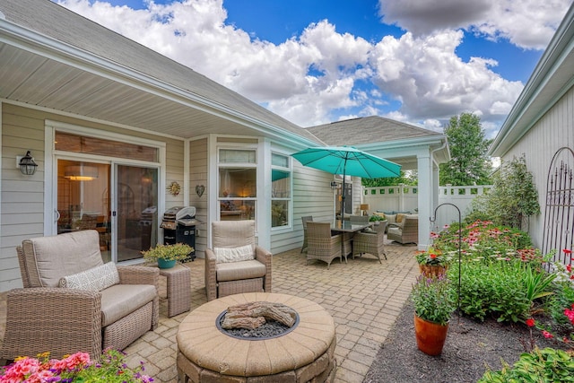 6918 Rothwell St, New Albany, OH 43054 - view of patio / terrace featuring a fire pit and a grill