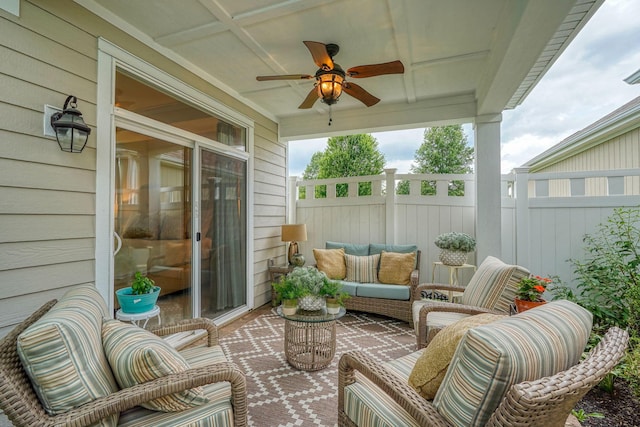 6918 Rothwell St, New Albany, OH 43054 - view of patio with a ceiling fan and an outdoor living space