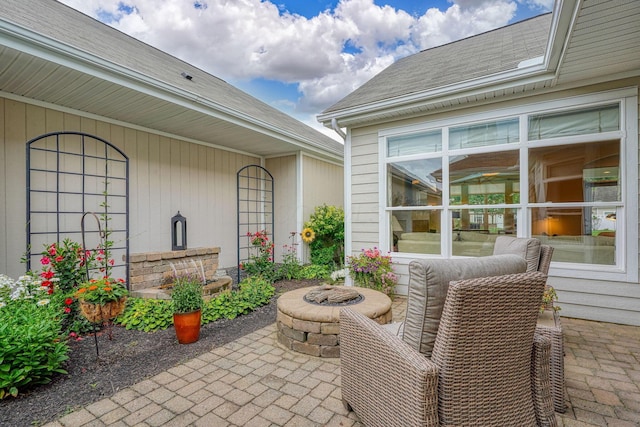 6918 Rothwell St, New Albany, OH 43054 - view of patio with a fire pit
