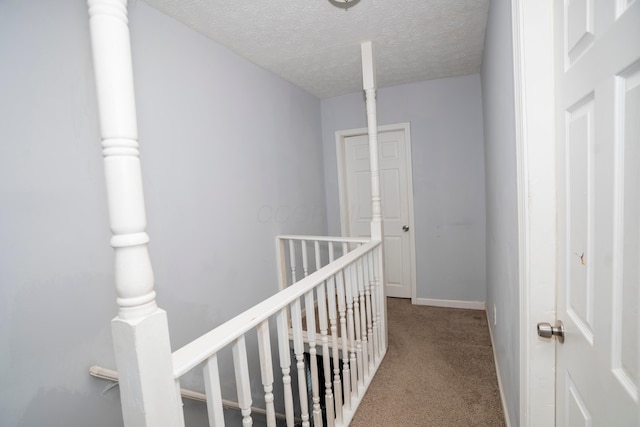 66 S Wheatland Ave, Columbus, OH 43204 - hallway with an upstairs landing, carpet flooring, and a textured ceiling