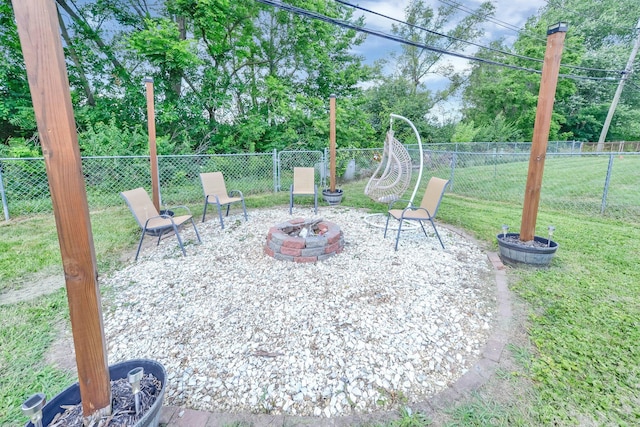 1293 Gresham Rd, Columbus, OH 43204 - fenced backyard featuring a fire pit