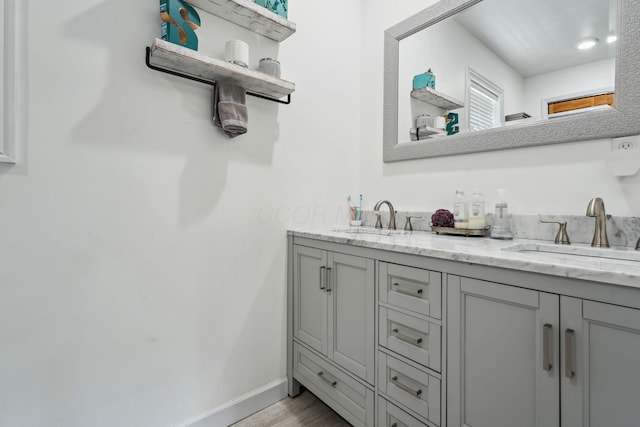 1317 Broadview Ave, Columbus, OH 43212 - full bath featuring double vanity and wood finished floors