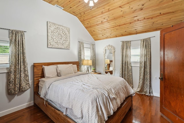 1317 Broadview Ave, Columbus, OH 43212 - bedroom with vaulted ceiling, wood ceiling, and dark wood finished floors
