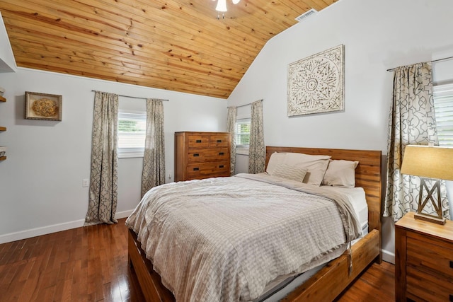 1317 Broadview Ave, Columbus, OH 43212 - bedroom featuring wooden ceiling, vaulted ceiling, and hardwood / wood-style flooring