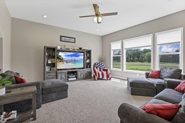 7250 Konold Ct, Canal Winchester, OH 43110 - living area featuring carpet flooring, a ceiling fan, and recessed lighting