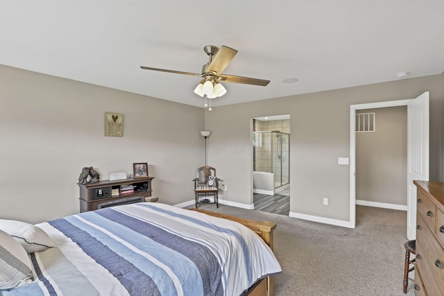 7250 Konold Ct, Canal Winchester, OH 43110 - carpeted bedroom with ceiling fan and connected bathroom
