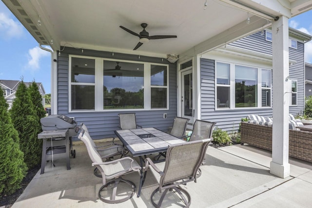 7250 Konold Ct, Canal Winchester, OH 43110 - view of patio featuring ceiling fan, area for grilling, and outdoor dining area