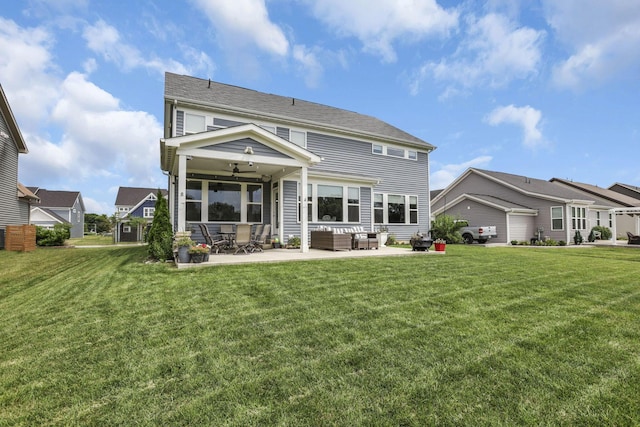 7250 Konold Ct, Canal Winchester, OH 43110 - back of property featuring a patio area, a lawn, outdoor lounge area, and ceiling fan