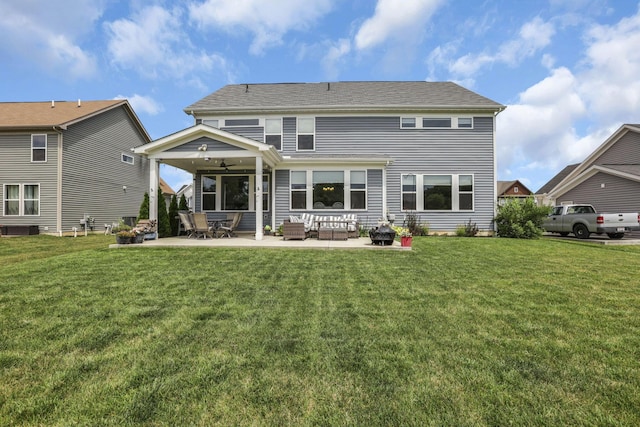 7250 Konold Ct, Canal Winchester, OH 43110 - rear view of house with a ceiling fan, a lawn, and a patio area