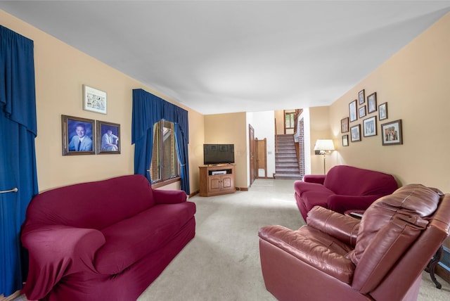 1178 London Rd, West Jefferson, OH 43162 - living room with carpet and stairs