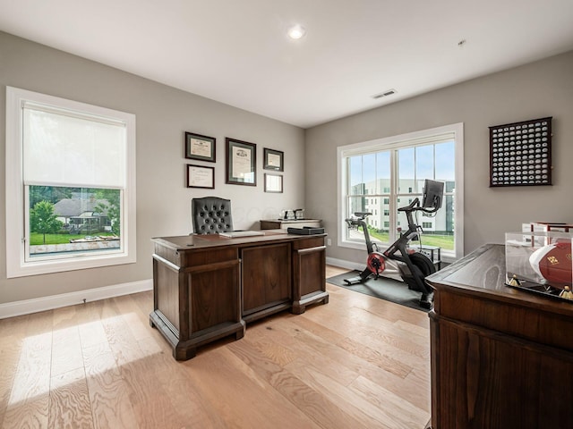 5285 Highpointe Lakes Dr Unit 201, Westerville, OH 43081 - home office featuring light wood-style floors and recessed lighting
