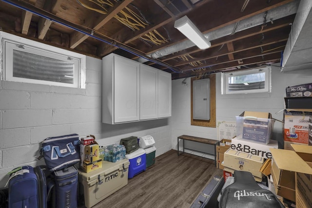 2579 Wickliffe Rd, Columbus, OH 43221 - basement featuring electric panel and dark wood-type flooring