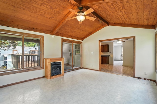 4143 Jonquil St, Columbus, OH 43224 - unfurnished living room featuring ceiling fan, wood ceiling, a fireplace, and light floors