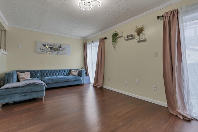 5276 Marci Way, Columbus, OH 43228 - living area with a textured ceiling, wood finished floors, and crown molding