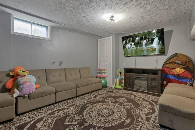 5276 Marci Way, Columbus, OH 43228 - living room featuring a textured ceiling and a glass covered fireplace