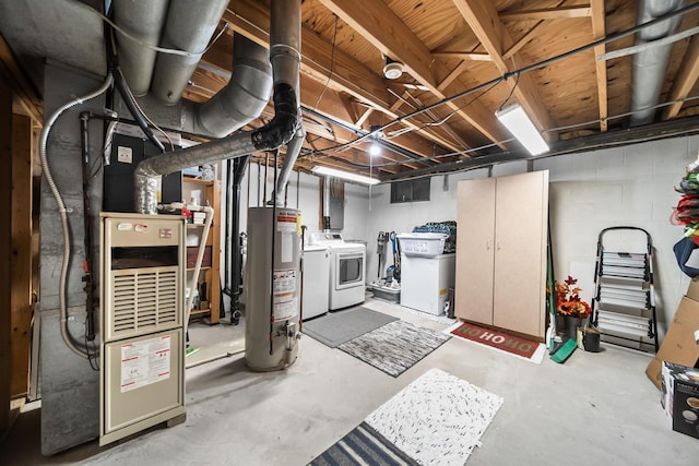 8194 Baltimore Ave Unit 6E, Westerville, OH 43081 - unfinished basement with gas water heater, independent washer and dryer, and heating unit