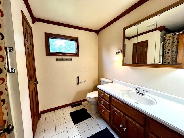 268 Clayburne Blvd, Chillicothe, OH 45601 - bathroom featuring vanity, tile patterned floors, crown molding, and a shower with shower curtain