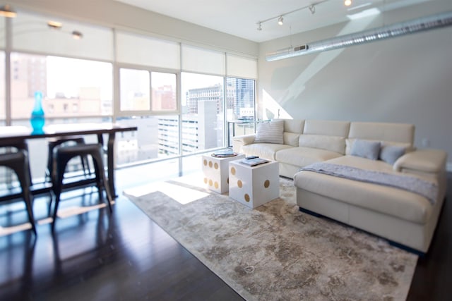100 E Gay St Unit 804, Columbus, OH 43215 - living area with wood finished floors and track lighting
