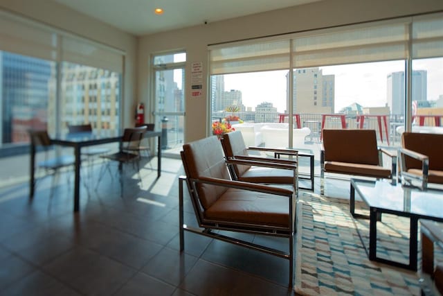 100 E Gay St Unit 804, Columbus, OH 43215 - dining space featuring a city view and recessed lighting