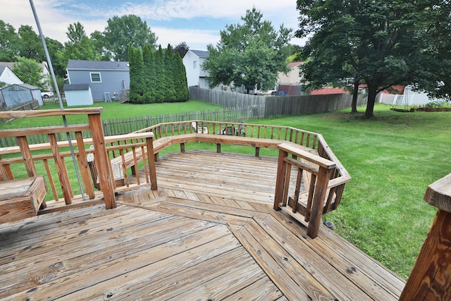3808 Peak Ridge Dr, Columbus, OH 43230 - wooden terrace featuring a fenced backyard and an outdoor structure