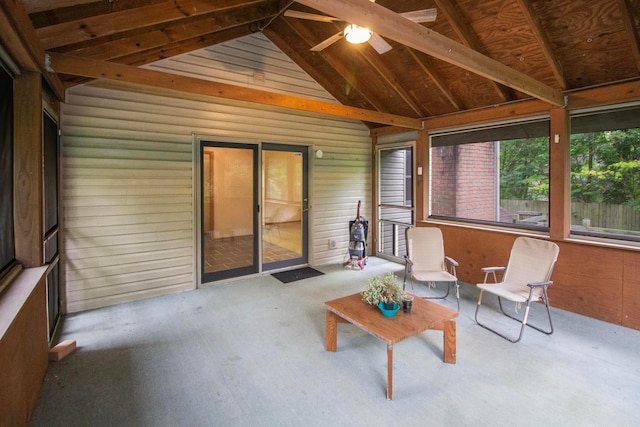 7740 Gale Rd SW, Hebron, OH 43025 - sunroom / solarium featuring ceiling fan and lofted ceiling