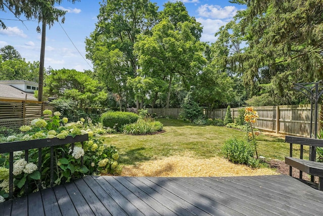 527 N Columbia Ave, Bexley, OH 43209 - wooden terrace with a fenced backyard and view of wooded area