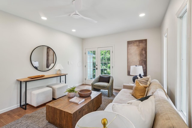 527 N Columbia Ave, Bexley, OH 43209 - living room featuring recessed lighting, wood finished floors, and ceiling fan