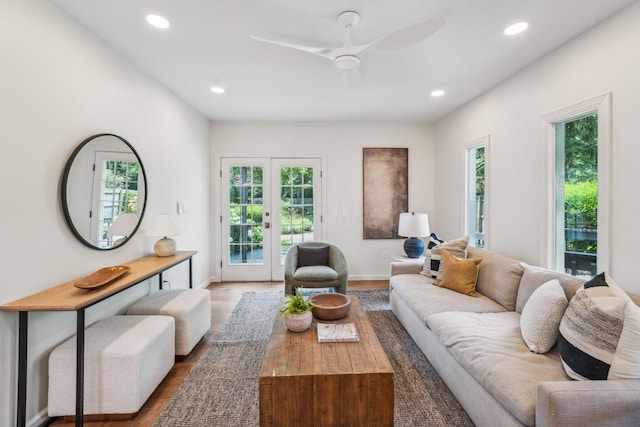 527 N Columbia Ave, Bexley, OH 43209 - living area with recessed lighting, wood finished floors, and a ceiling fan