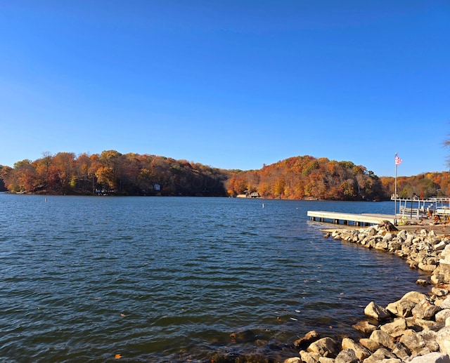 82 Lodge Ln, Hide A Way Hills, OH 43107 - dock area with a water view and a view of trees