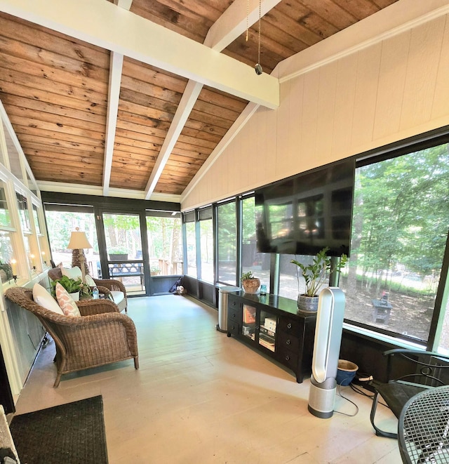 82 Lodge Ln, Hide A Way Hills, OH 43107 - sunroom / solarium featuring wooden ceiling