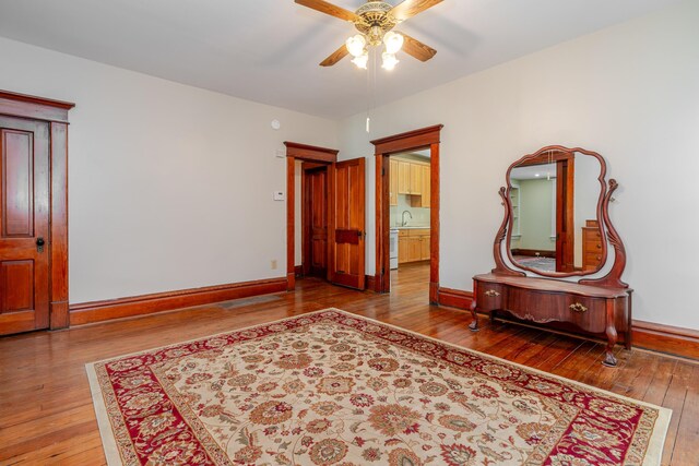1366 S 4th St, Columbus, OH 43207 - bedroom with hardwood / wood-style flooring and ceiling fan