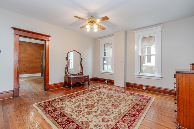 1366 S 4th St, Columbus, OH 43207 - bedroom with wood-type flooring and ceiling fan