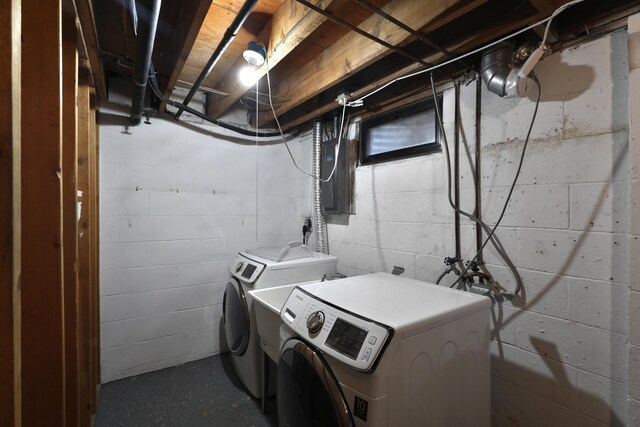 1820 Willoway Cir S, Columbus, OH 43220 - washroom featuring independent washer and dryer and electric panel