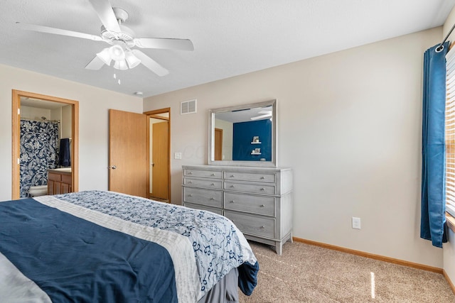 3615 Motts Place Ct, Canal Winchester, OH 43110 - bedroom featuring light carpet, ceiling fan, and ensuite bathroom