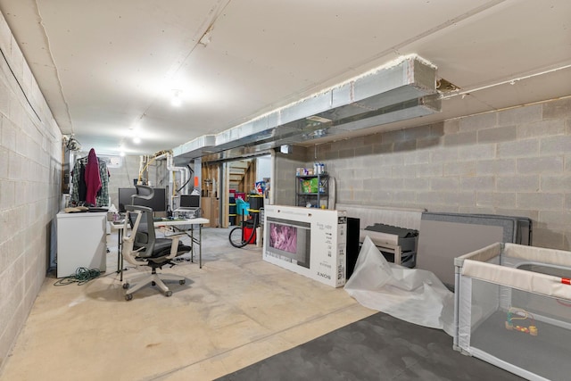3615 Motts Place Ct, Canal Winchester, OH 43110 - unfinished basement with concrete block wall and washer / clothes dryer