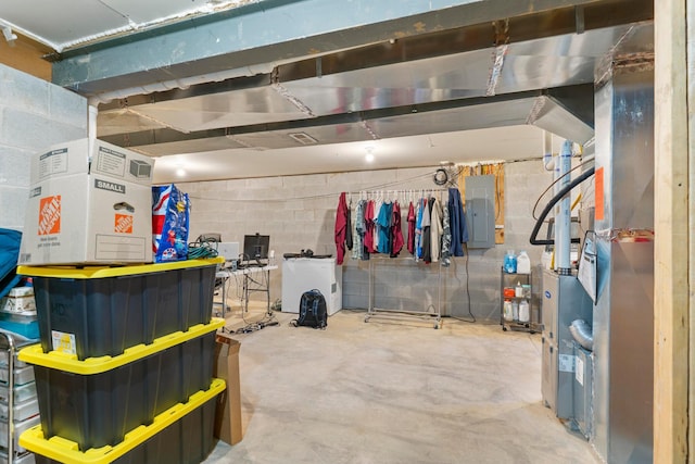 3615 Motts Place Ct, Canal Winchester, OH 43110 - unfinished basement with electric panel and concrete block wall