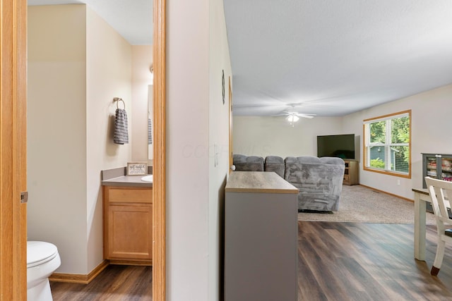 3615 Motts Place Ct, Canal Winchester, OH 43110 - living area featuring dark wood-style floors and ceiling fan